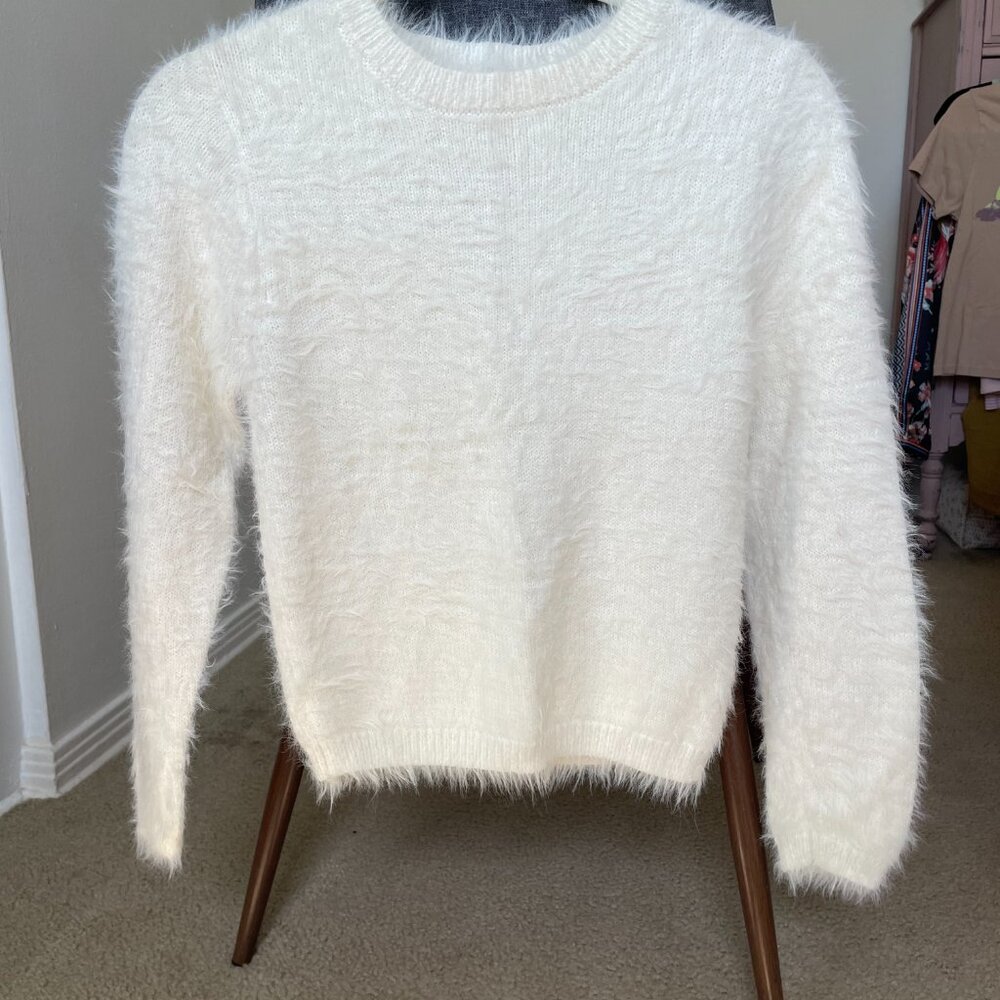 Faux Mohair White Sweater